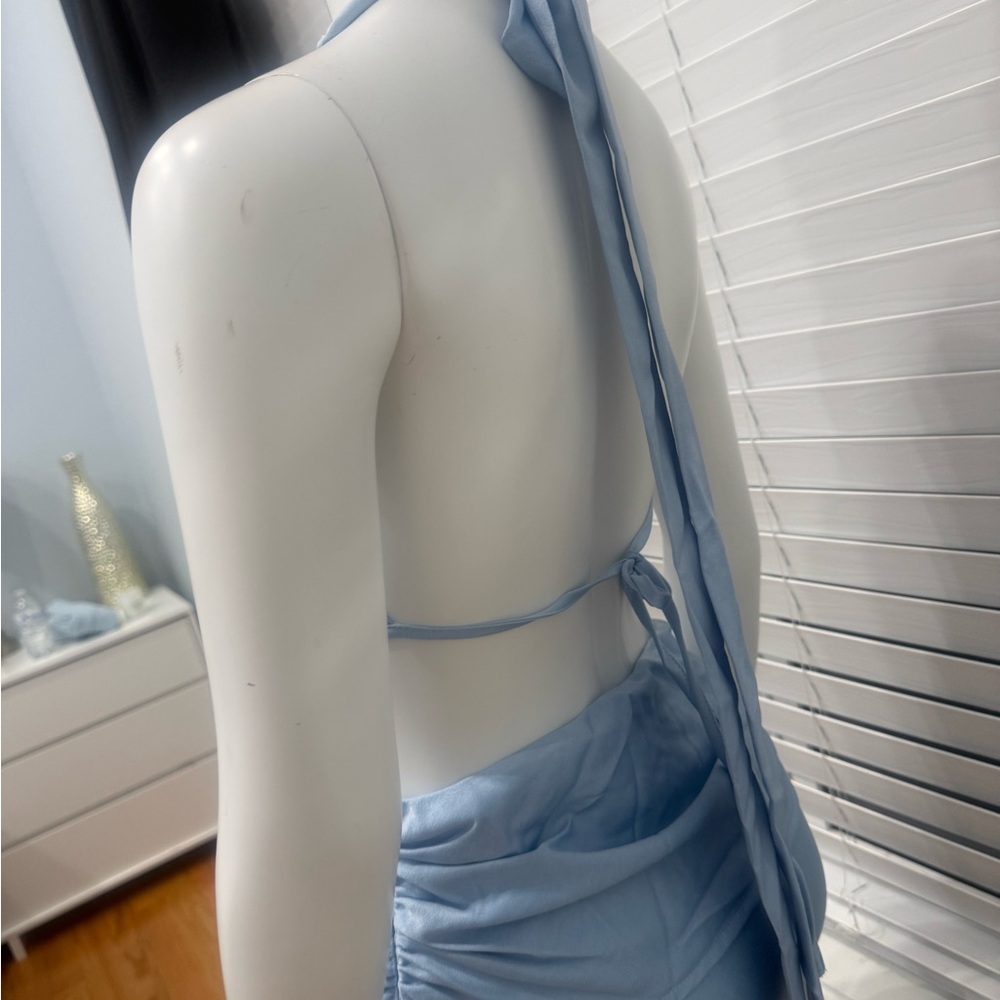 Missguided Light Blue Halter Maxi Dress - Picture 3 of 5